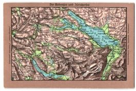 Relief-AK Zürich, Landkarte mit Bodense
