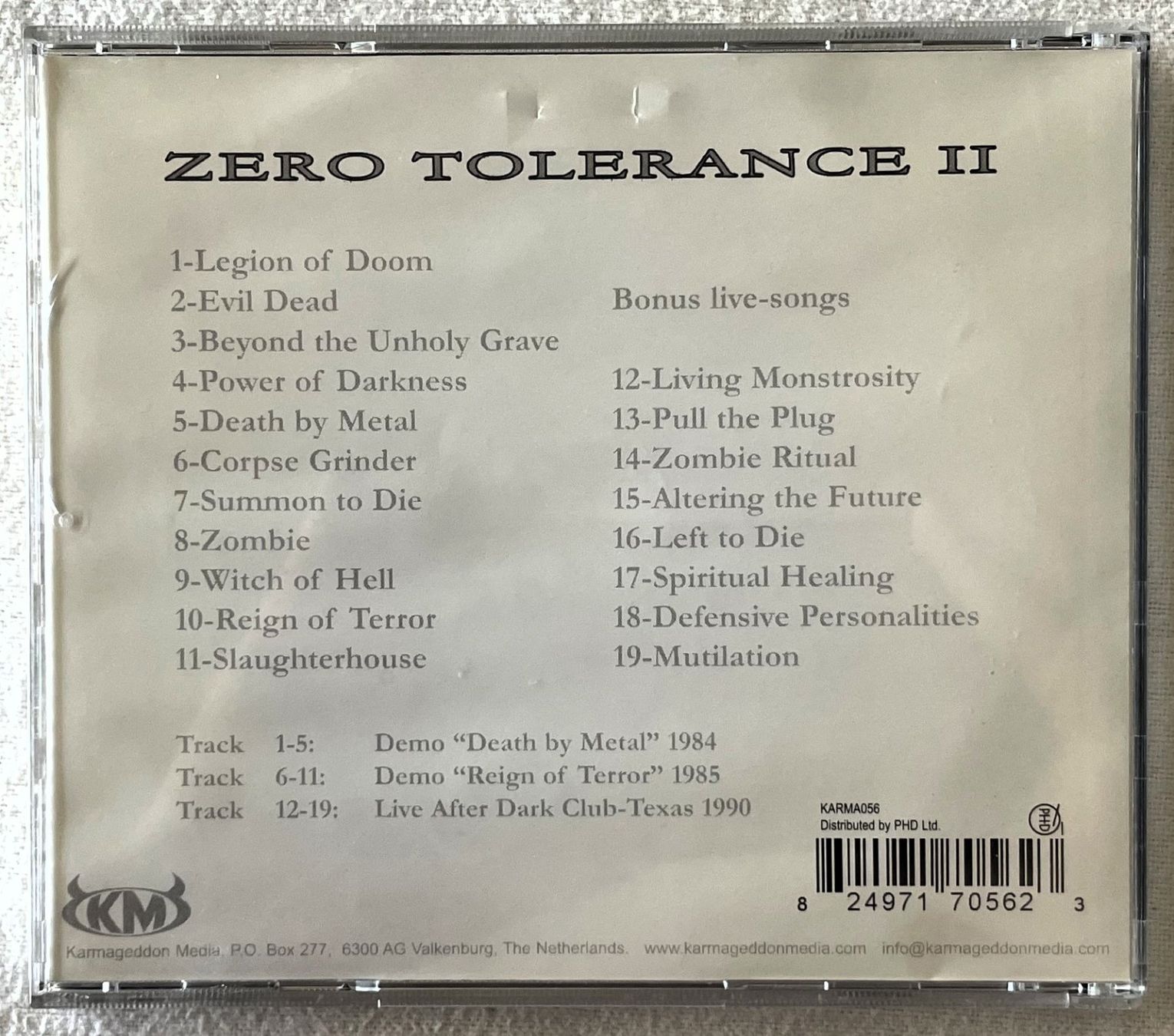 CD: Chuck Schuldiner - Zero Tolerance II - CD - 2004 – Usato da Uster venduto da Zardodel 1