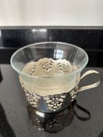 Teeservice, versilbert, Tablett mit 6 Teetassen, hochwertig