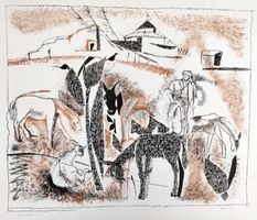 Max Hegetschweiler Sehr grosse Lithographie 75 x 64 signiert