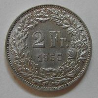 001 CH, 2 FRANKEN 1955 B, ABART, SILBER, vz