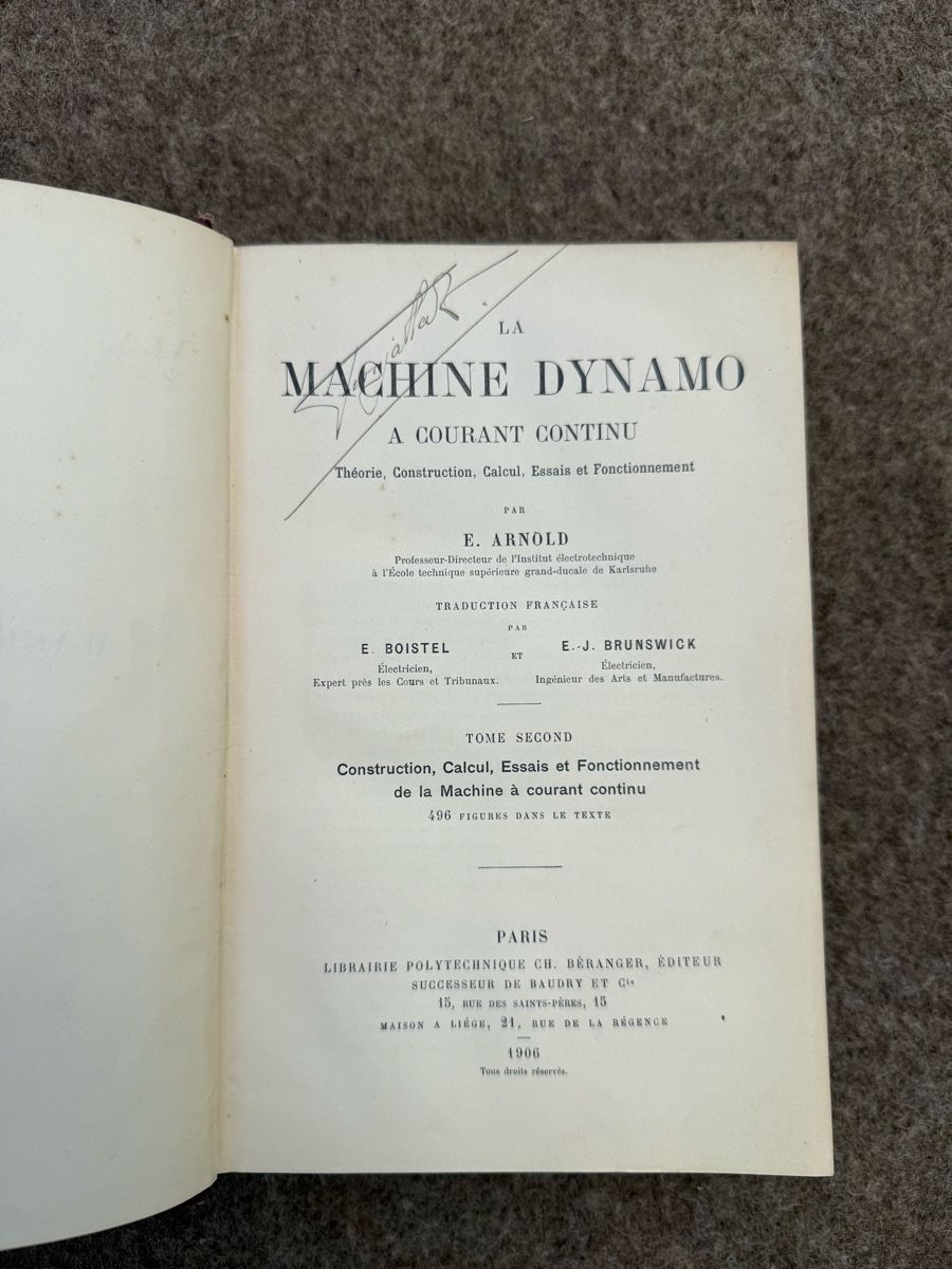 Libri: La Machine Dynamo A Courant Continu Tome 1 Et 2 – Usato da Fribourg venduto da Ardoffel 8