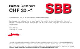 30.- Gutschein fürs Halbtax