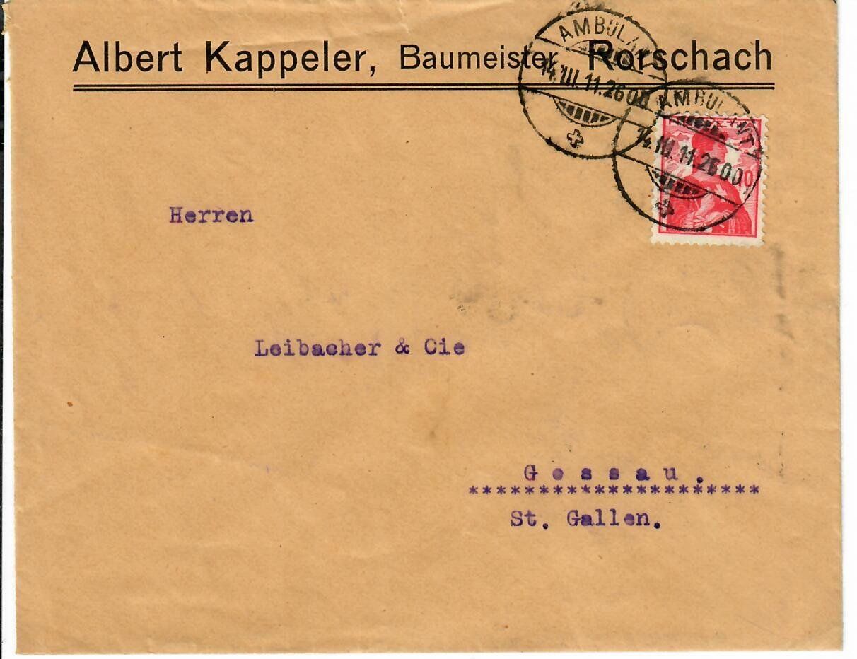 Alle Briefmarken: Brief, Albert Kappeler Baumeister Rorschach 1911 – Gebraucht aus Hochdorf von Ziegel-16