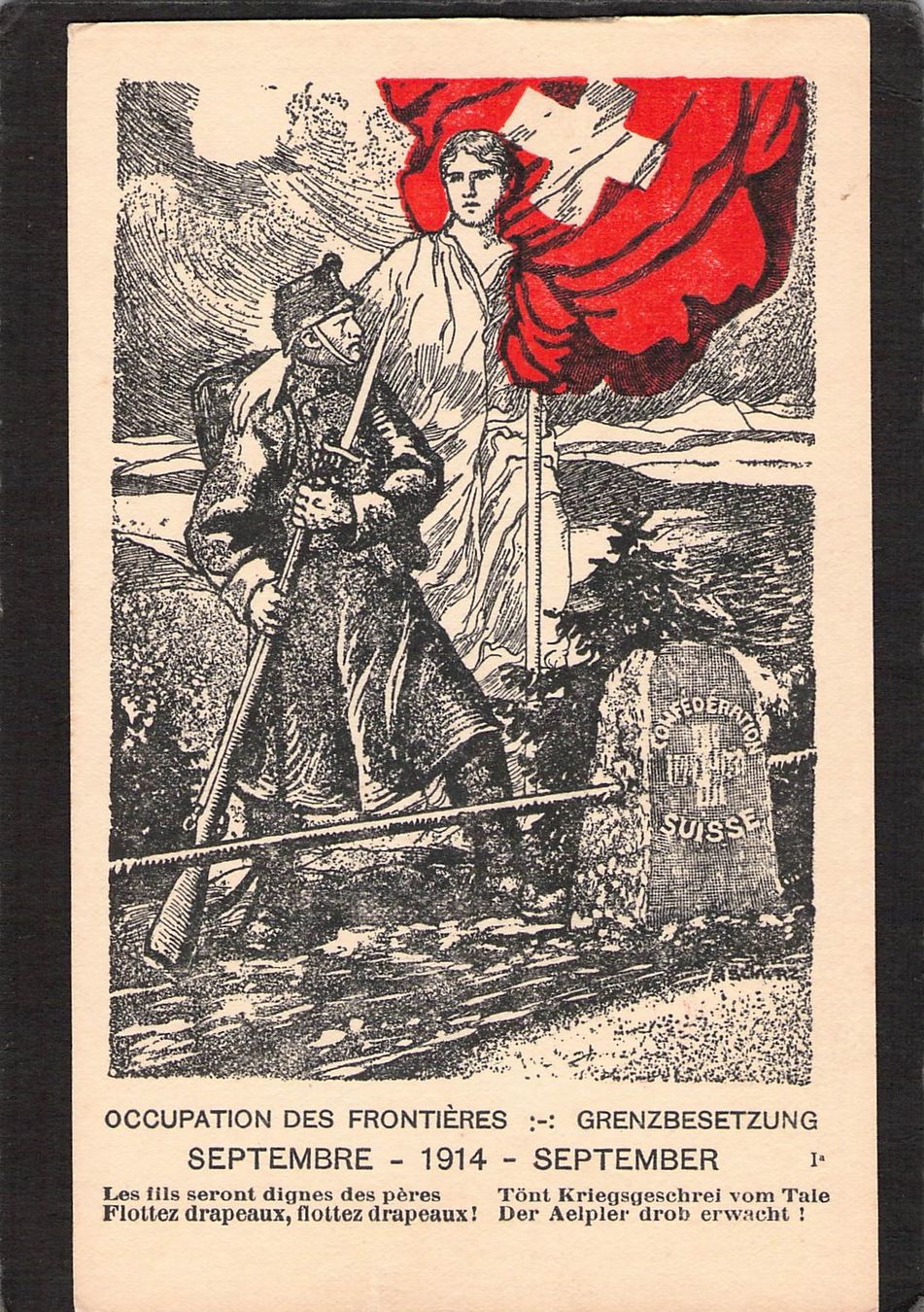 Cartoline postali: Militär : Grenzbesetzung September 1914 – Usato da Reichenburg venduto da ibiza18