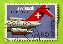  Nr.653 Sonderpostmarken 50 Jahr Swissair GESTEMPELT 1981  ﻿