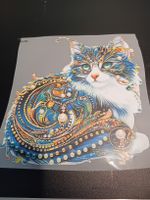 Bügelbild Katze detailreich bunt Grösse ca. 20x18 cm Neu