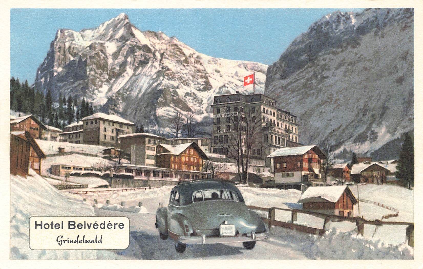 Cartoline postali: Grindelwald (BE) Hotel Belvédère Winter Oldtimer – Usato da Biasca venduto da Blenio71