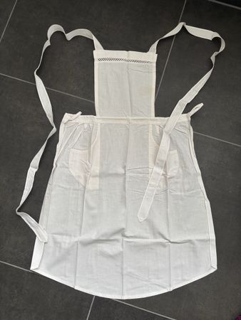 Vintage Küchenschürze/Kochschürze, weiss, mit Spitzenrand