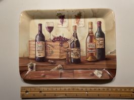 New Wine Serving Tray with Grapes and Bottles Design