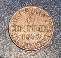 Kantonsmünze Genf, 4 Centimes 1939, schön! Nr:1
