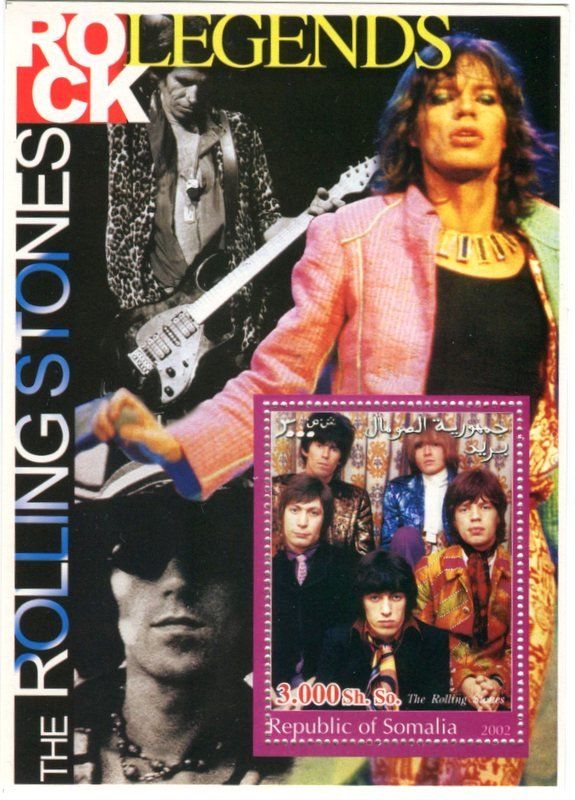 Tutti i francobolli: Block "The Rolling Stones". Somalia – Nuovo e nell'imballaggio originale da Basel venduto da Butsch5