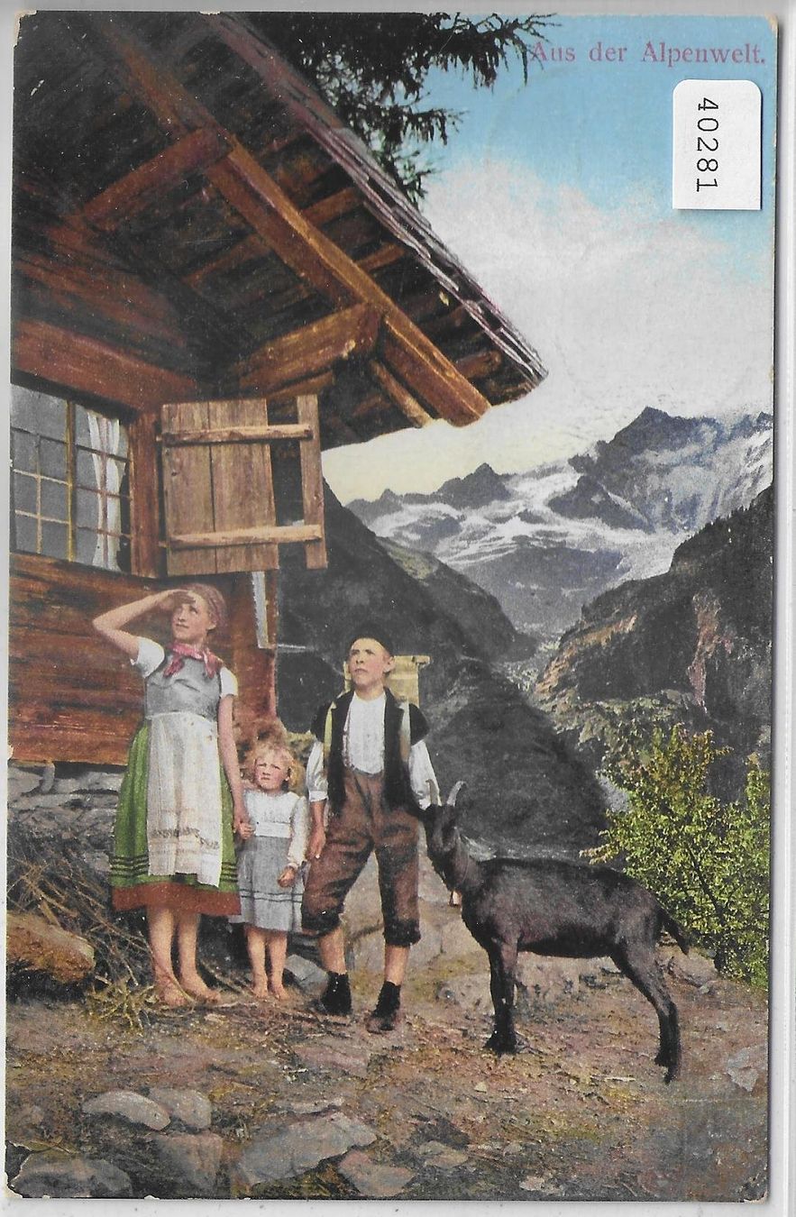 Cartoline postali: Aus der Alpenwelt - Kinder mit Ziege - Litho – Usato da Ettingen venduto da Kartenplanet