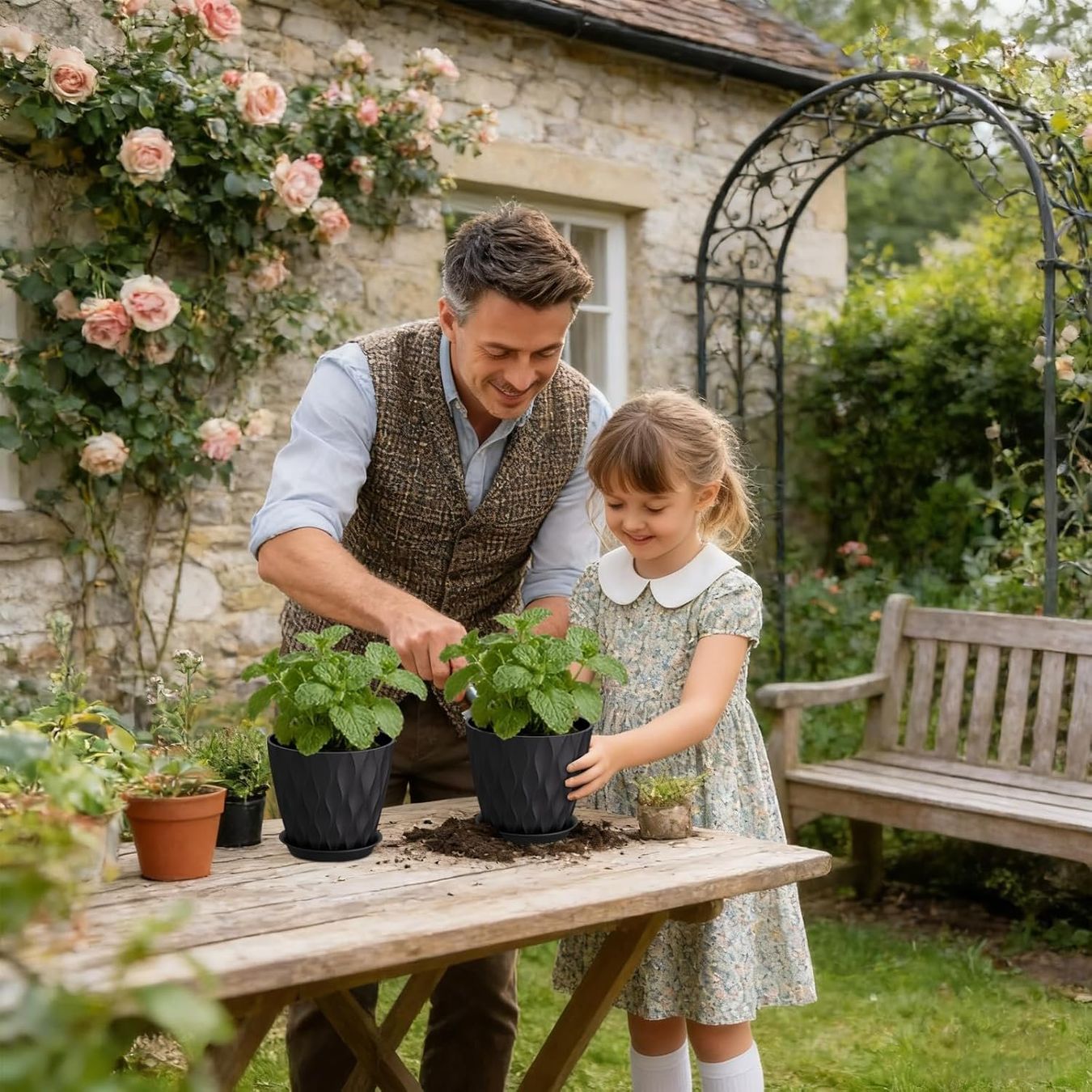 Vasi per fiori: Blumentöpfe 8er Set Pflanztöpfe mit Untersetzer Schwarz – Nuovo e nell'imballaggio originale da Neuhausen venduto da apo_zn9s 5