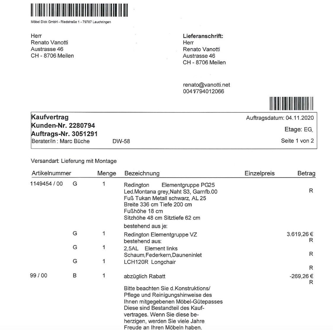 Divani: Redington Elementgruppe PG25 Led.Montana grey – Usato da Meilen venduto da vanotti 2