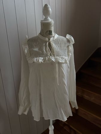 Weiss-creme H&M Bluse mit Raffung Gr. L