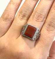 100 % echter roter Achat-Ring – Vintage-Edelsteinring