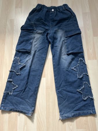 Jeans Hose Kinder Grösse 150 Sternen Applikationen mit Risse