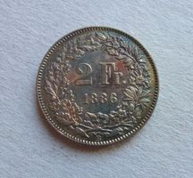 ++ 2.- Franken 1886, gute Erhaltung mit toller Patina