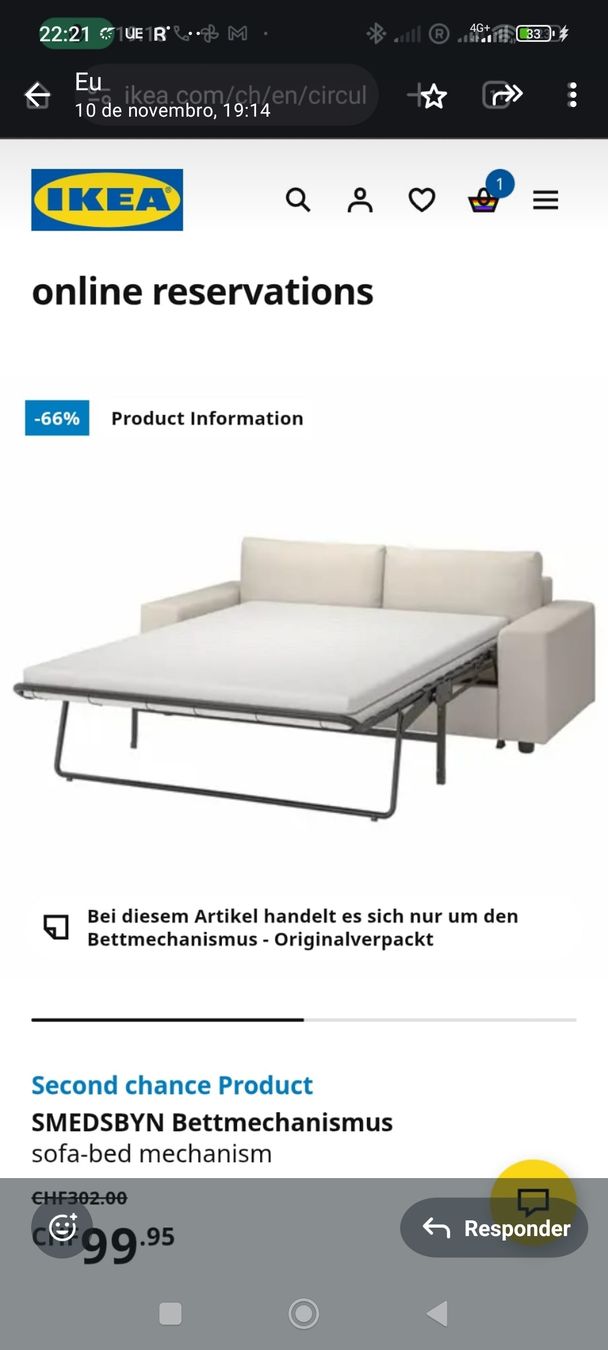 Ikea Sofas: Sofa Bed Mechanism Smedsbyn IKEA – Neu (gemäss Beschreibung) aus Glattbrugg von dua_2fbm