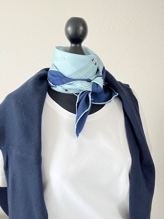 Foulard En Soie Fisba Stoffels Vintage - Motif Floral Multicolore - Occasion Bon état