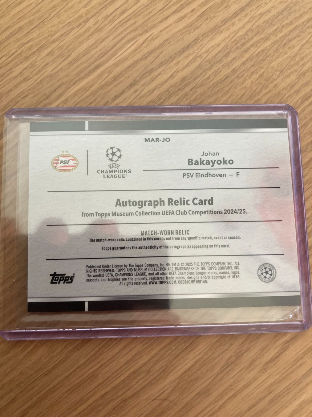 Topps Carte collezionabili: Topps Museum UEFA 24-25 - Johan Bakayoko Patch Auto /99 – Usato da La Tour-de-Peilz venduto da Tyalos_Cards 1