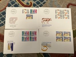 4 CH  FDC Satz und Viererblock 1987