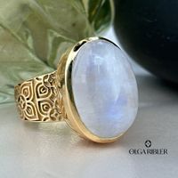 Sterling Silber Ring 925 mit  Mondstein  Grösse 57