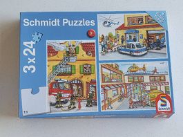 Ravensburger Puzzle 3*24 Teile Polzei Feuerwehr Rettung 