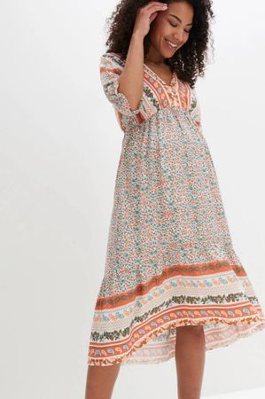 Boho Umstands-Midikleid, Gr. 40, neuwertig