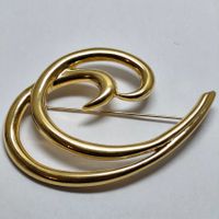 Vintage Trifari Brosche Gold Abstrakt Welle Wirbel #C3