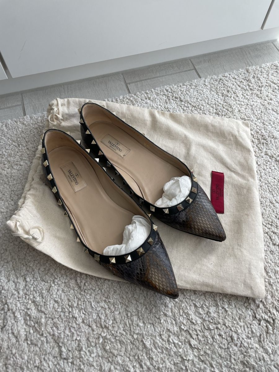 Valentino Scarpe da donna: Valentino Rockstud Ballerinas Python leder Gr. 39.5 Top! – Usato da Port venduto da Flaconoir