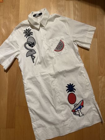 Karl Lagerfeld Kleid Baumwolle weiss Strand Gr. XS gut
