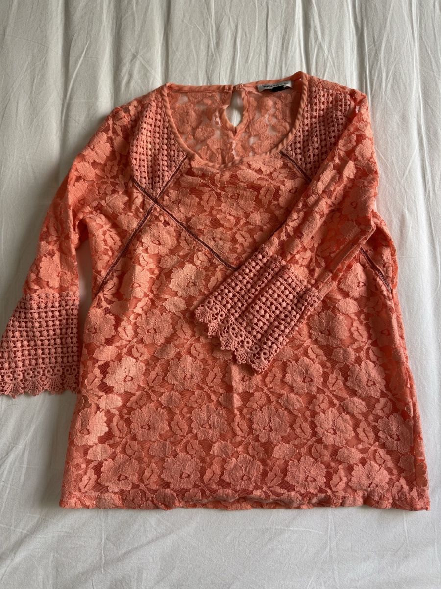 Mango Camicette: Mango Lace Top Size S Summer Boho Chic Crochet Trim Tunic – Usato da Zürich venduto da olalinda 5