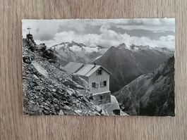 Antike Postkarte Mischabelhütte Saas-Fee mit Bergsicht 