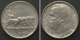 REGNO 50 Centesimi 1925 cont. liscio VITTORIO EMANUELE III