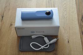 RICOH THETA SC2 360 Kamera blau mit Zubehör gut erhalten