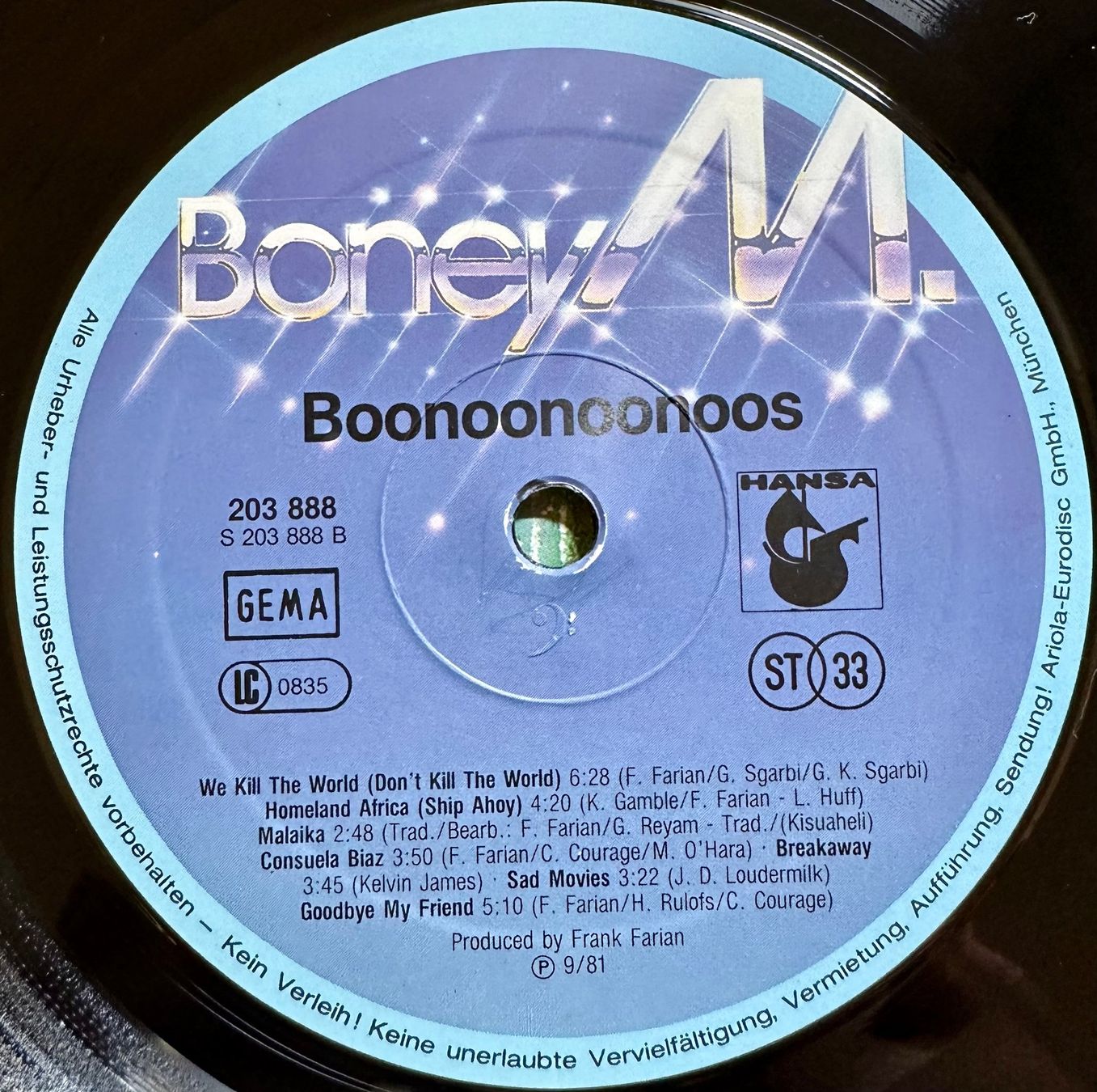 Dischi in vinile: Boney M. - Boonoonoonoos // LP: VG+; Sleeve: VG+ – Usato da Zürich venduto da saltbee 3
