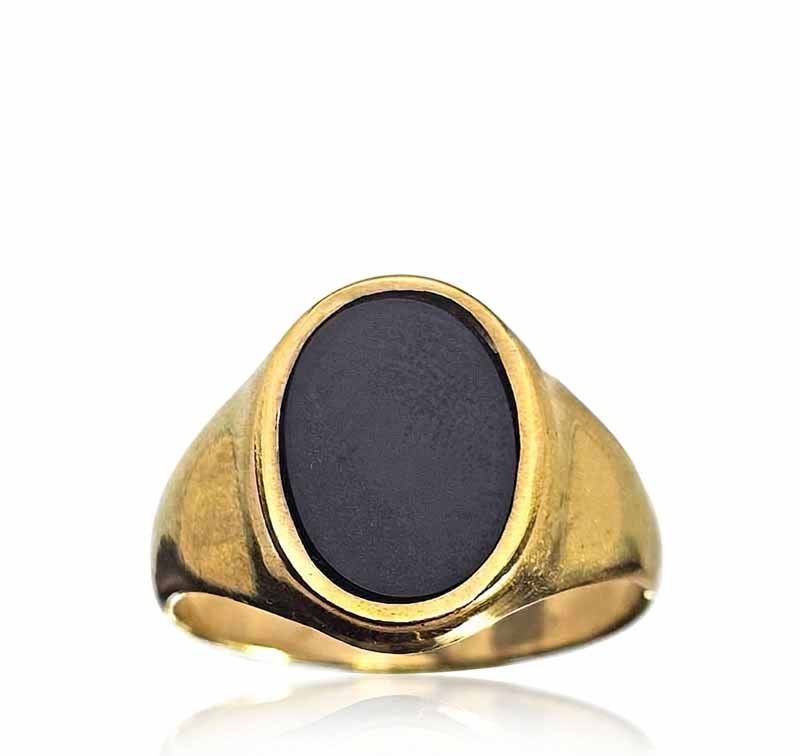 Ringe: Herren SIEGELRING vergoldet mit "ONYX" – Gebraucht aus Zug von urzeit 1