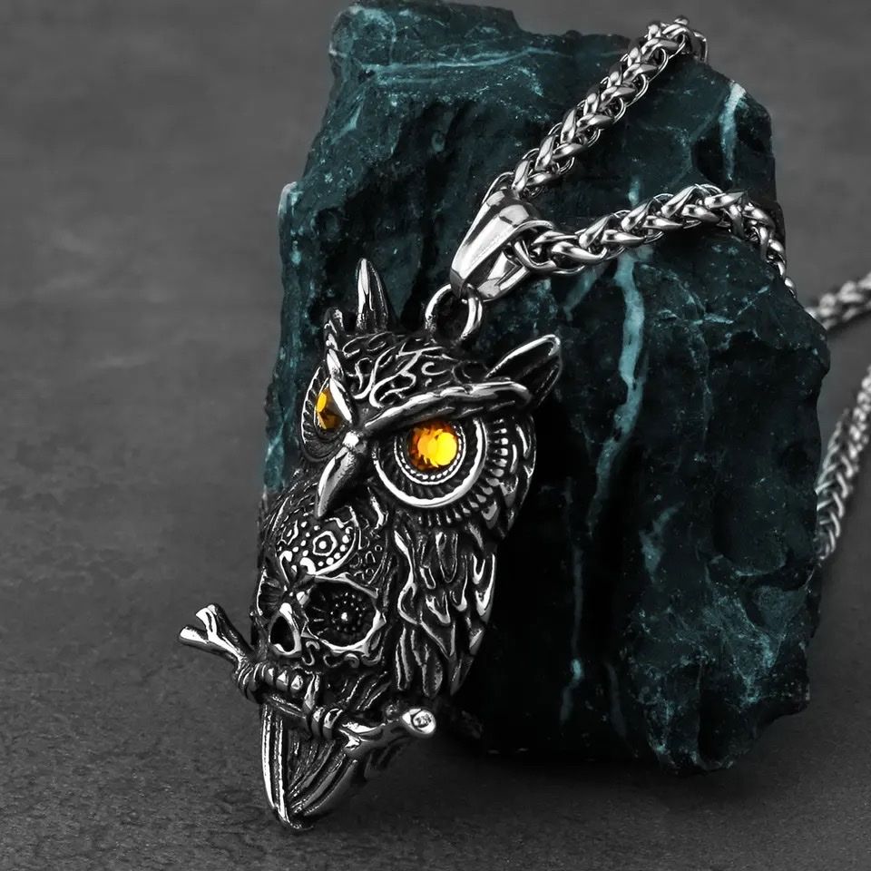 Ketten: Gothic Owl Skull Viking Pendant Necklace – Neu und originalverpackt aus Aarburg von StavFashion 1