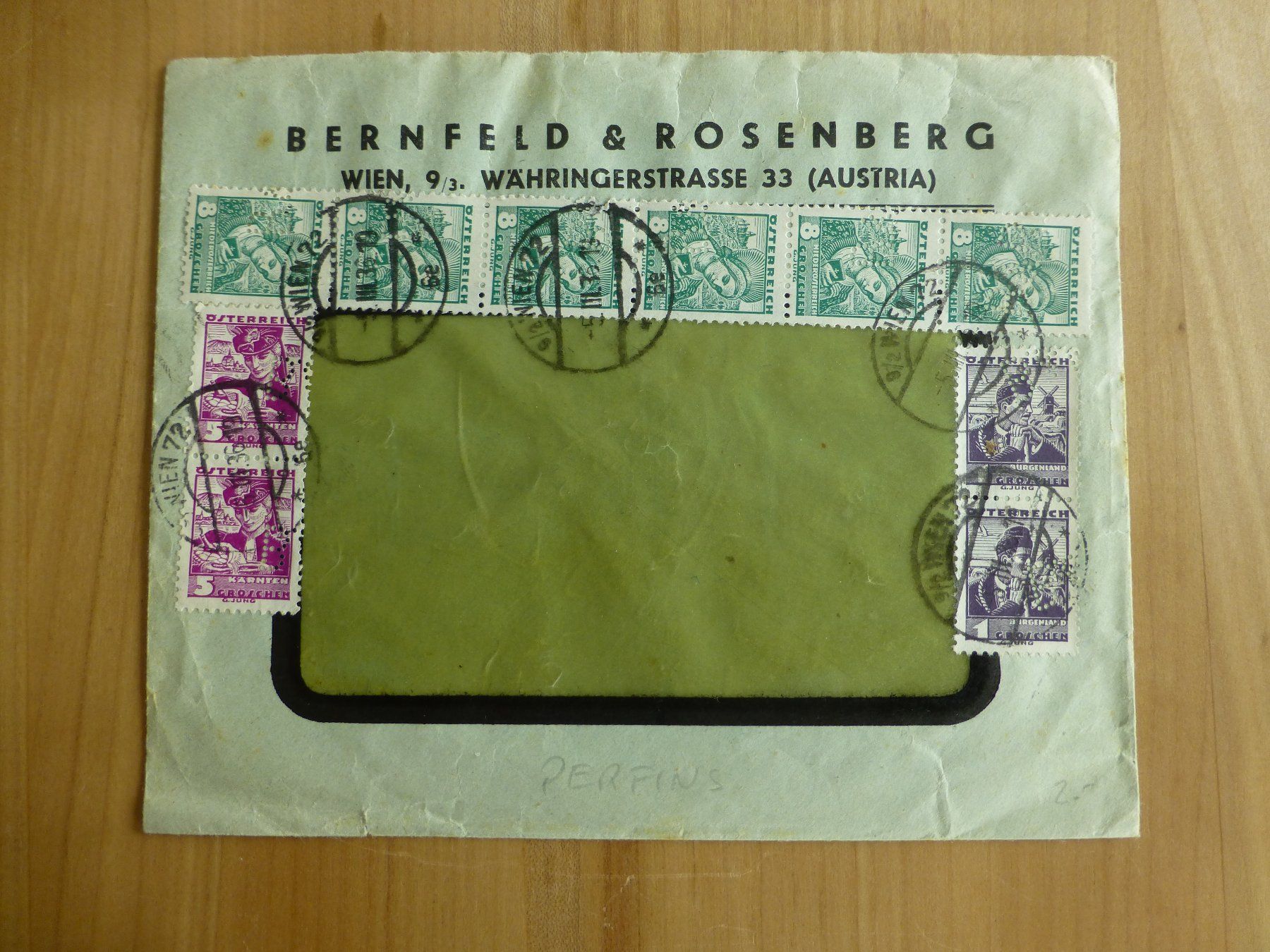 Tutti i francobolli: Wien, Bernfeld & Rosenberg, Perfinmarken 1936 – Usato da Bettlach venduto da 1saurer