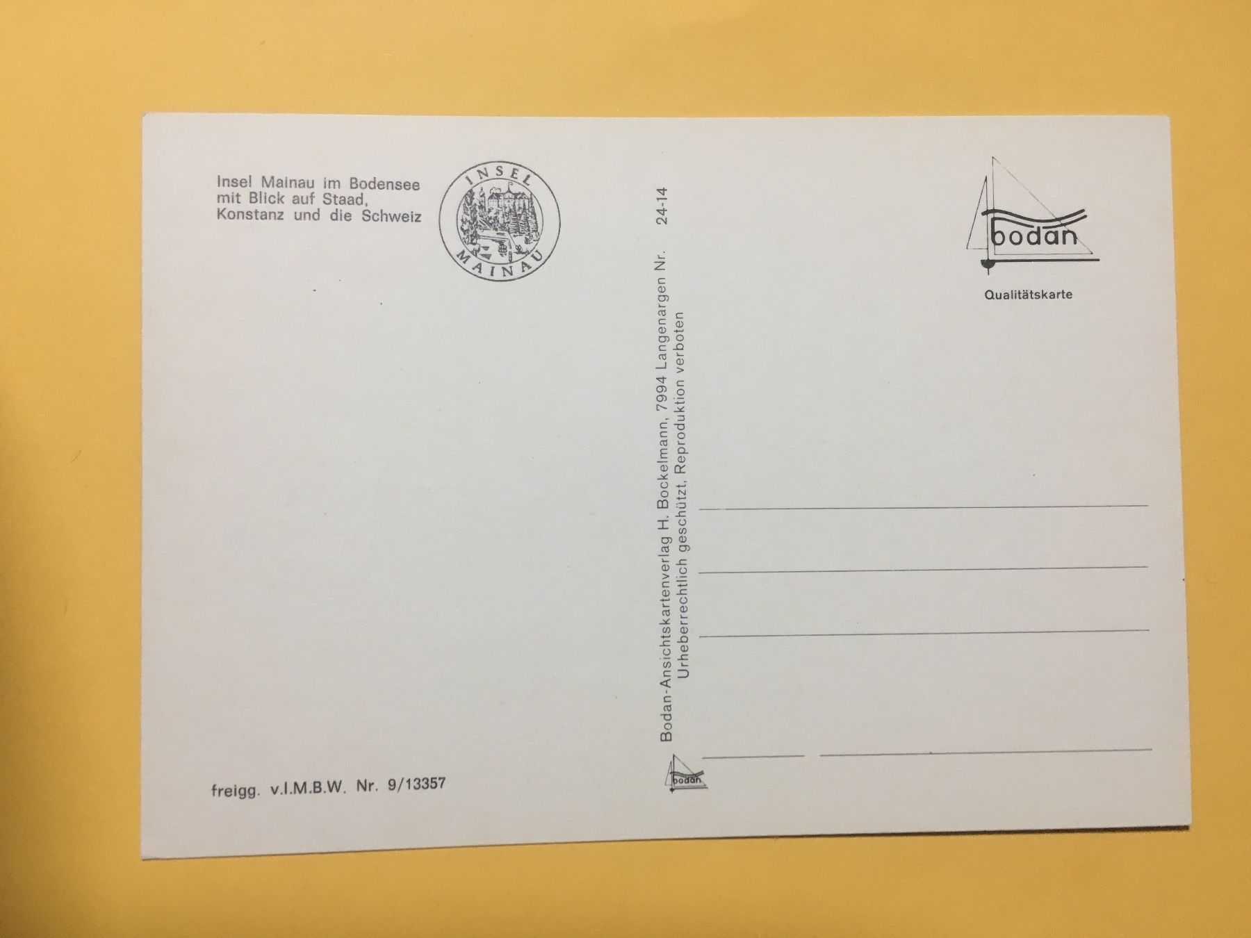 Cartoline postali: Insel Mainau Bodensee Flugaufnahme Panorama – Usato da Küttigen venduto da Melisch1000 1