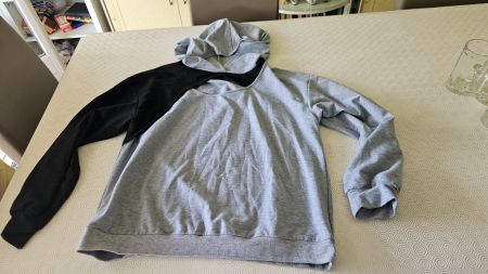 Felpa con cappuccio nero-grigio Shein tg.XL