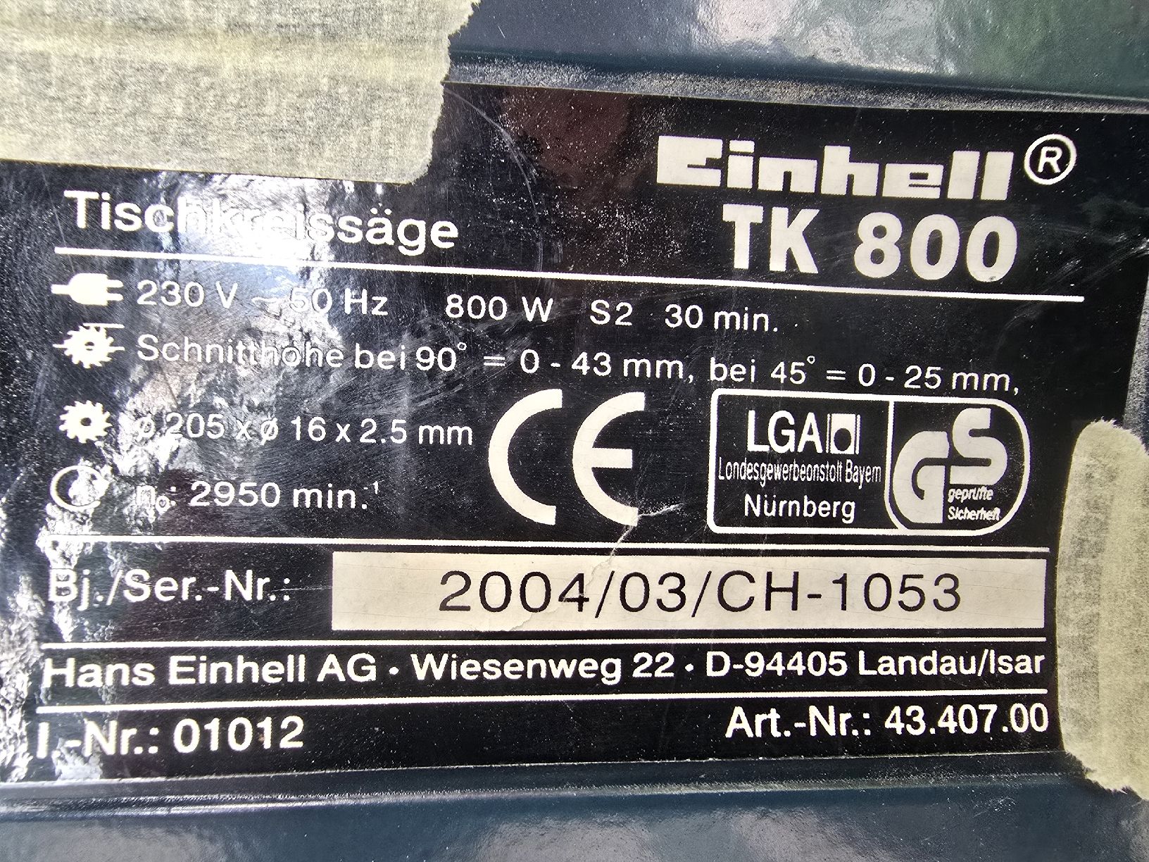 Einhell Tutte le macchine: Tischkreissäge TK 800 – Usato da Balsthal venduto da Katzundmaus 1