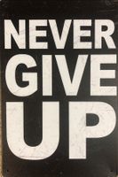 Never Give Up Blechschild Metallschild Gym Fitness Training