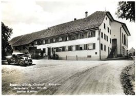AK RUSSIKON GASTHOF z. KRONE 1939 PERSON OLDTIMER