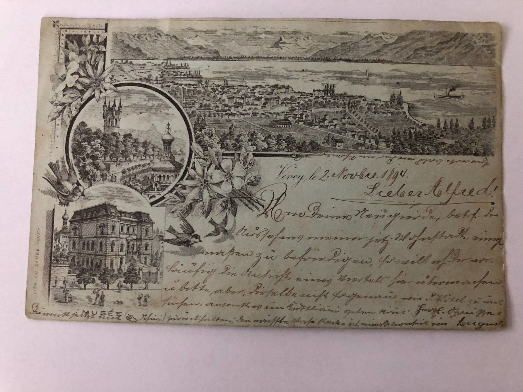 Ansichtskarten: Vevey 1894   Vorläufer Karte – Gebraucht aus Pfäffikon ZH von Waltoversand