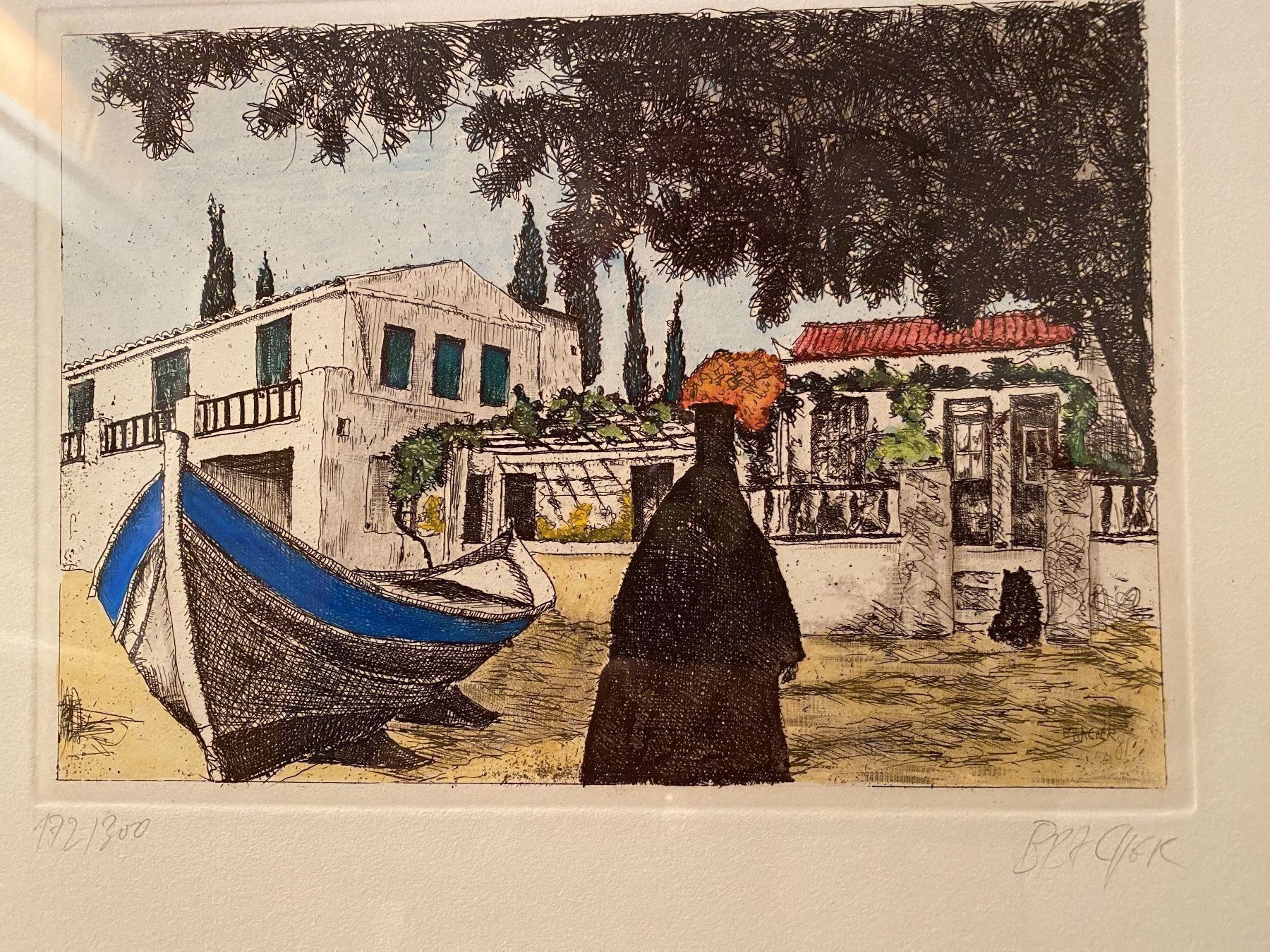 Grafica & Litografie: Erwin Bracher orig. Litho von 1981, Titel "Urlaub am Meer" – Usato da Buochs venduto da Chreschte2 1