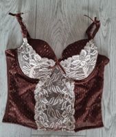 Guêpière brune et beige, bonnet B, taille 36/38, avec string