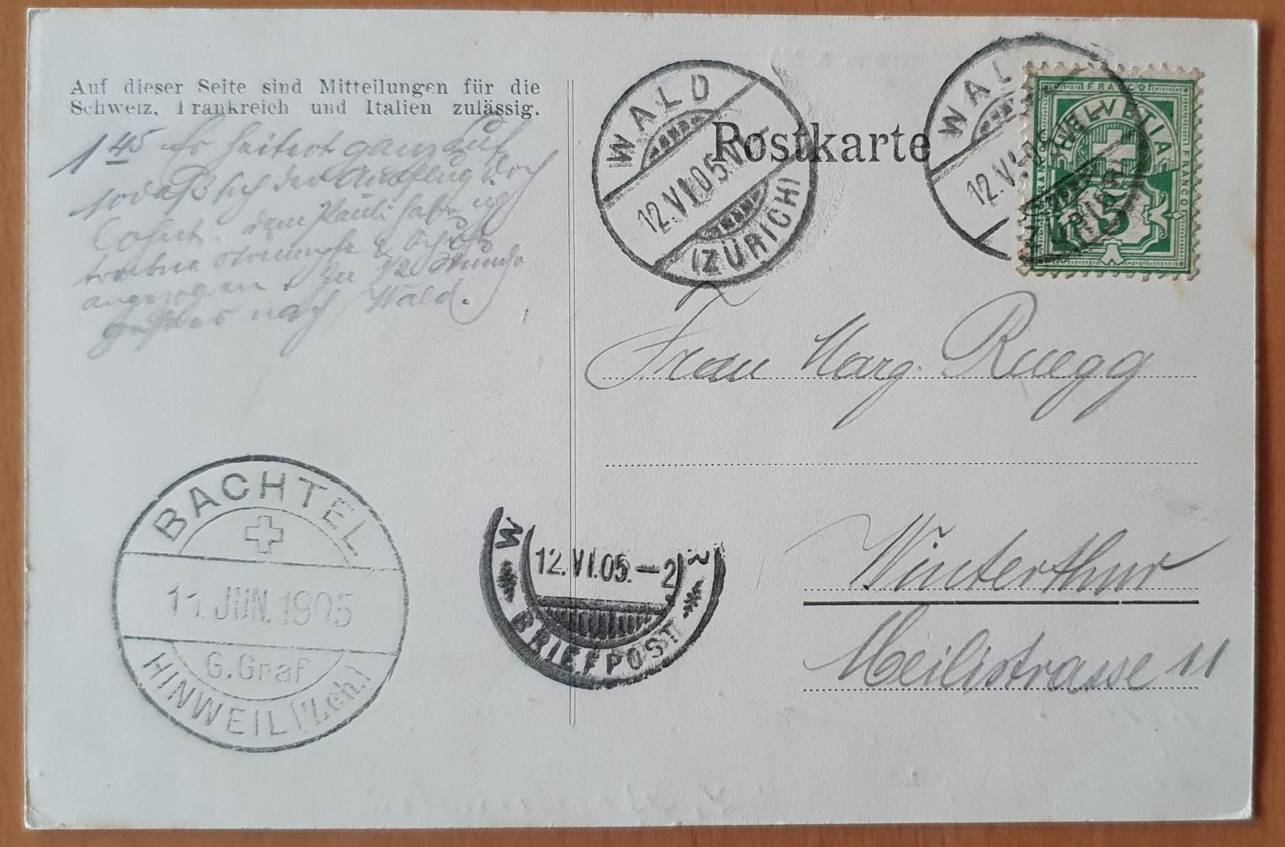 Cartoline postali: Gruss vom Bachtel 1905 – Usato da Kreuzlingen venduto da Rschweiz1 1